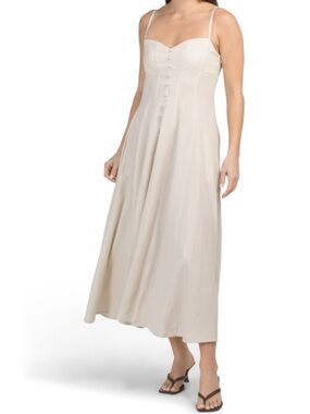 Taylor Sleeveless Cream Button-Front Maxi Dress